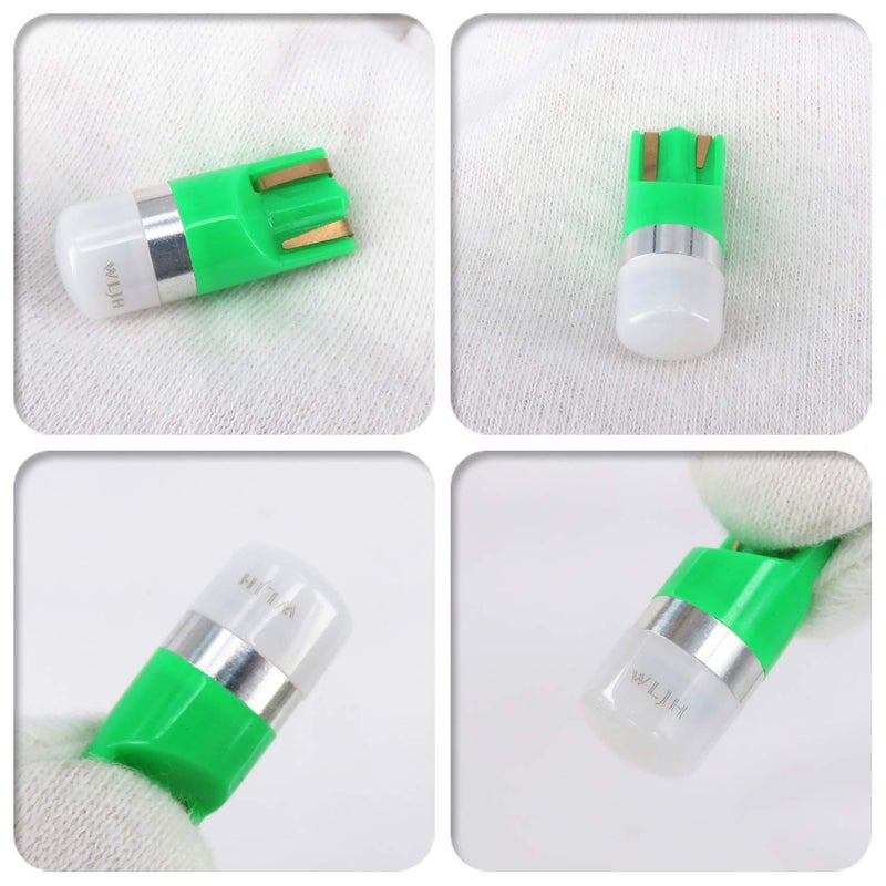 WLJH Green 194 Led Lights Car Dashboard Instrument Panel Bulbs Gauge Tach Speedometer 168 2825 T10 Led Bulb PC195 PC194 Twist Socket Dash Cluster, Pack of 6 - Image 5